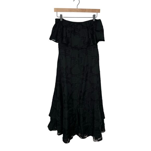 Lulus Womens Love You So Truly Strapless Midi Dress M Black Burnout Floral - Picture 4 of 13